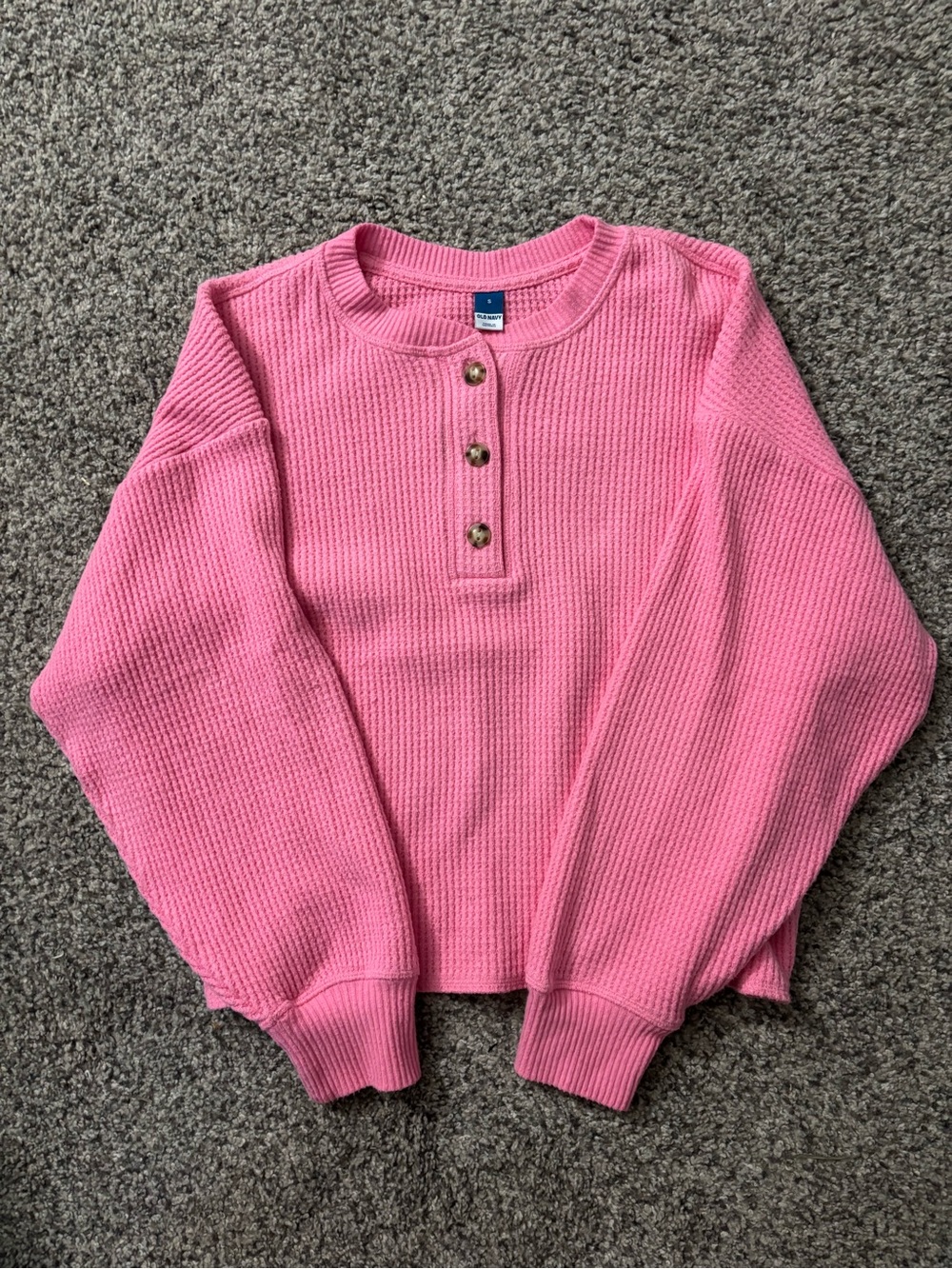 Old Navy Pink Waffle Henley Sweatshirt